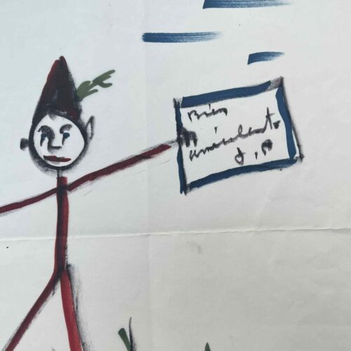 Dessin original de Jacques Prévert, signé "J.P."