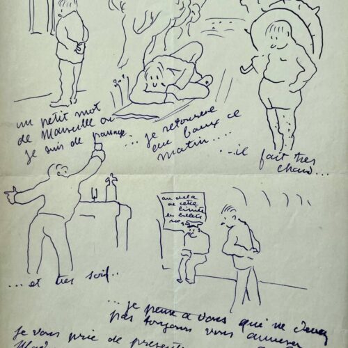 Lettre de Pierre Ambrogiani illustrée de 5 dessins