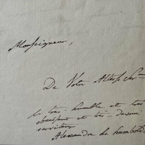 Beautiful letter from Alexander von Humboldt to the King of Prussia, Frederick William III