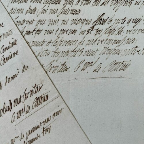 A set of two letters of emigration from Marshal de Castries to the valet de chambre of Louis XVIII