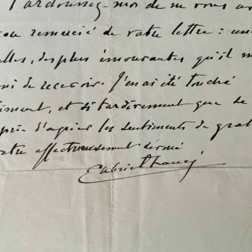 Gabriel Fauré très ému par une lettre reçue après la création de son Trio avec piano