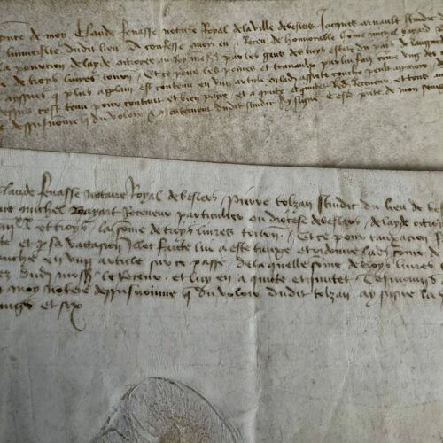Deux reçus pour les frais déboursés aux états de Languedoc à Montpellier en mai 1483