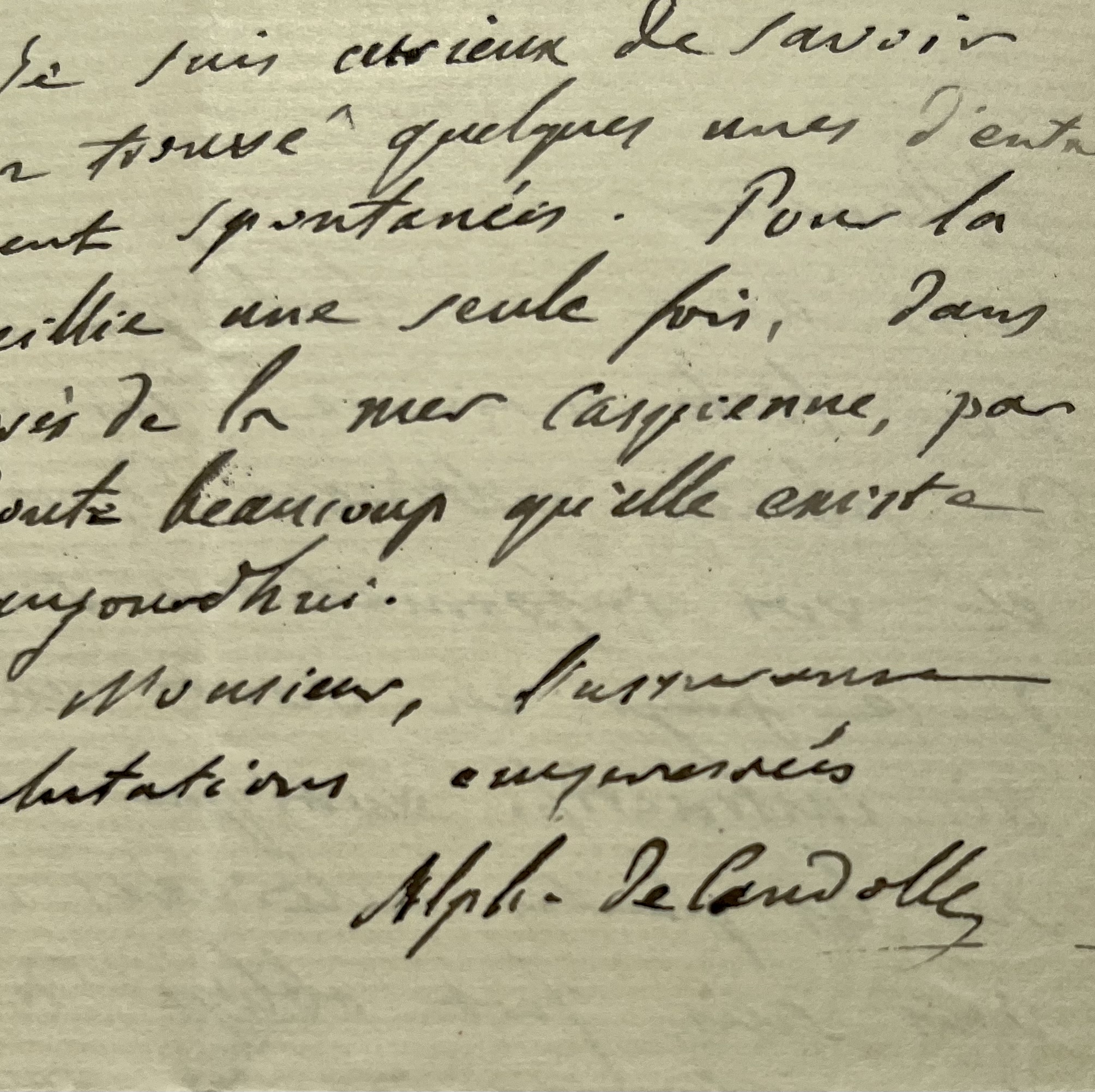Intéressante lettre du botaniste Alphonse de Candolle au sujet de la flore du Turkestan