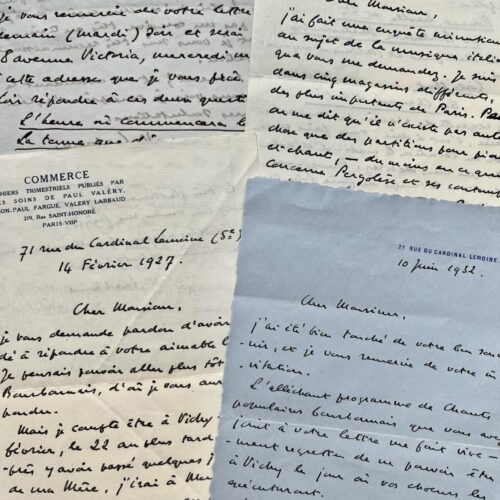 Correspondance de quatre lettres de Valéry Larbaud à un ami bourbonnais, sur les Chants populaires