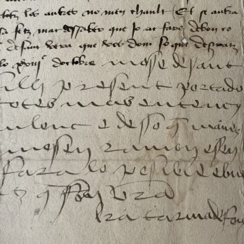 Très rare lettre en partie autographe de Catherine de Foix, comtesse de Candale, écrite vers 1480