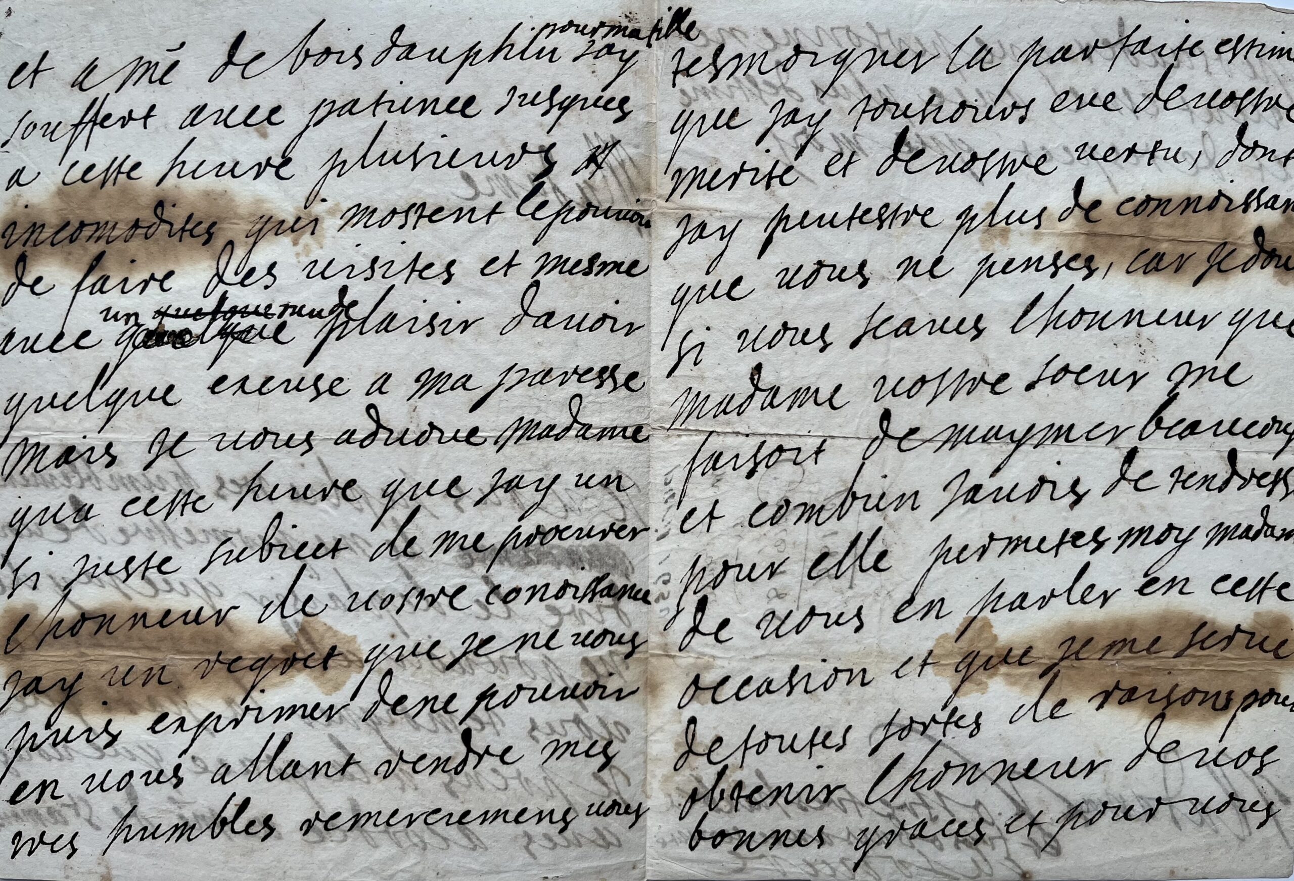 Lettre de Madeleine de Souvré, marquise de Sablé, célèbre salonnière du temps des Précieuses, datée de 1650