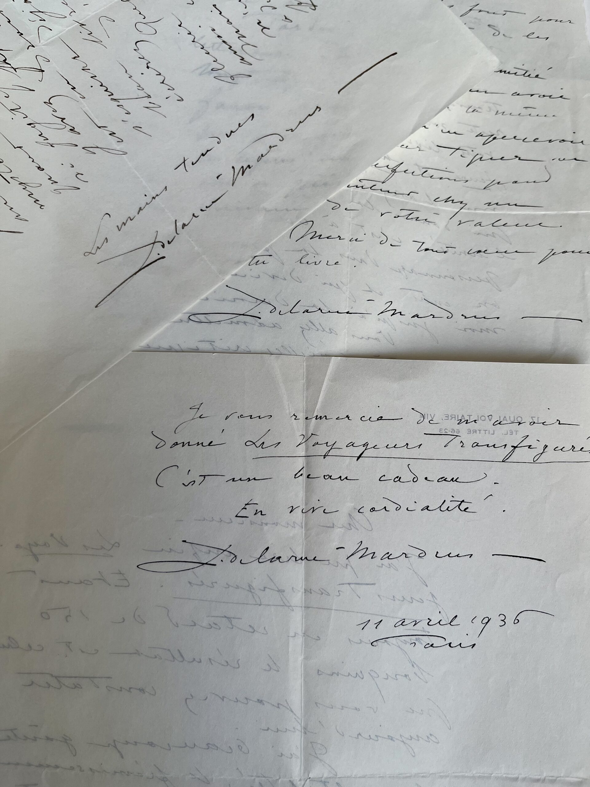 Correspondance littéraire de 3 lettres de Lucie Delarue-Mardrus à André Fraigneau