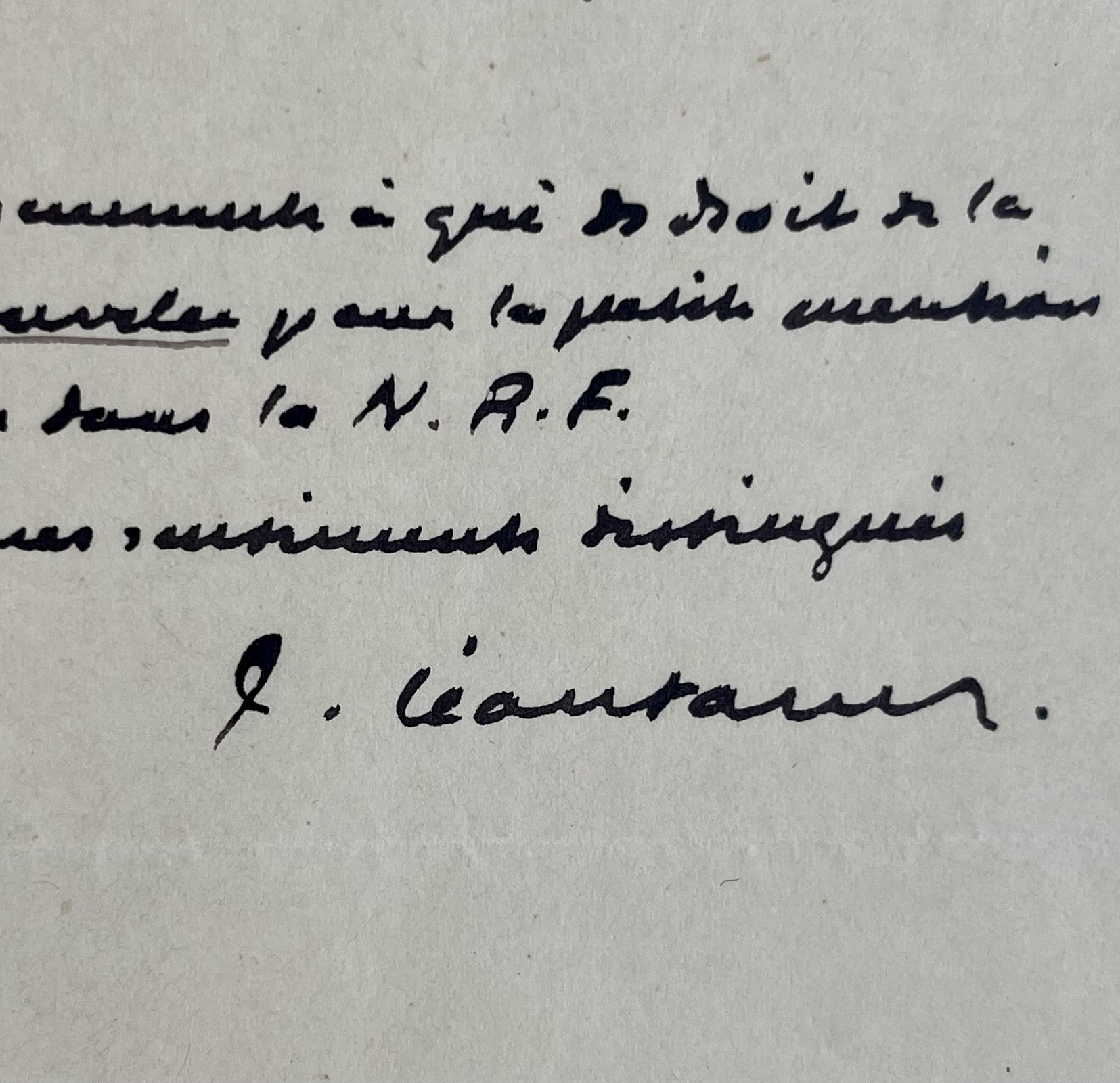 Les remerciements de Paul Léautaud pour un article sur « Mots, propos et anecdotes »