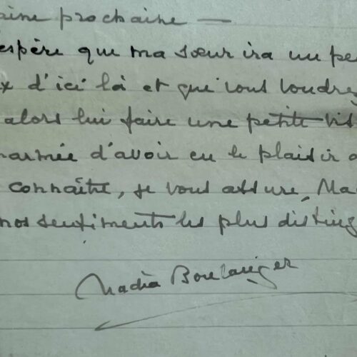 Nadia Boulanger espera que la salud de su hermana Lili mejore