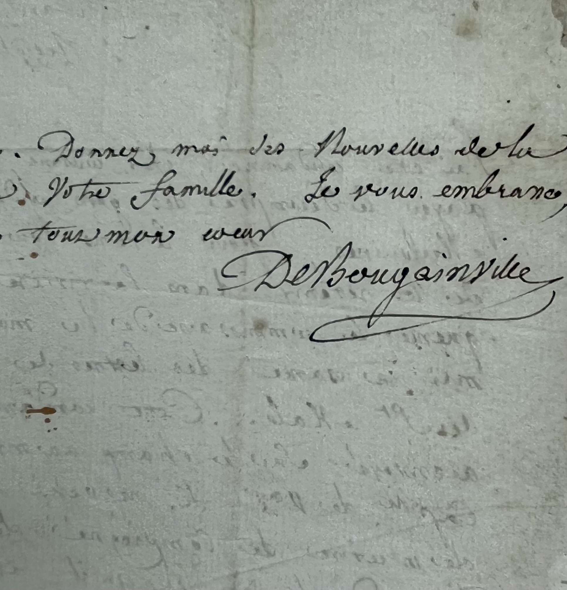 Rare lettre de Louis-Antoine de Bougainville sur l’expédition des Malouines (Falkland)