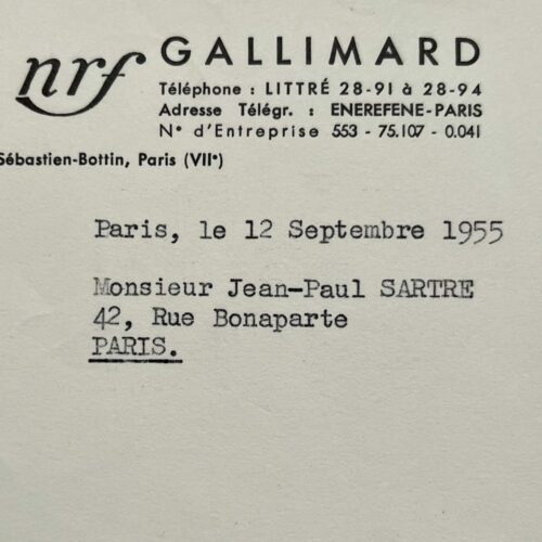 Gaston Gallimard kündigt Jean-Paul Sartre an, dass er „Der Ekel“ wie „Die Mauer“ als Taschenbuch veröffentlichen möchte