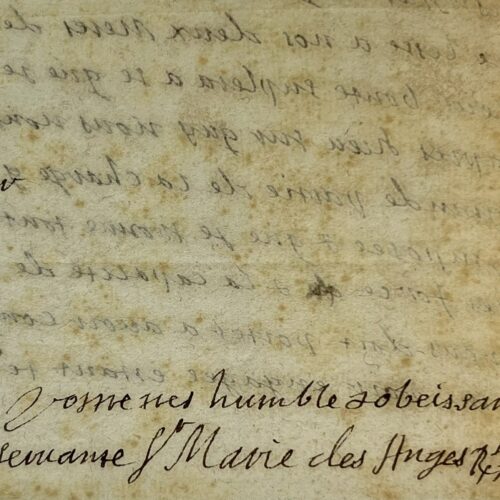 Zeldzame brief van Moeder Marie des Anges, abdis van Port-Royal des Champs, aan Antoine Le Maistre