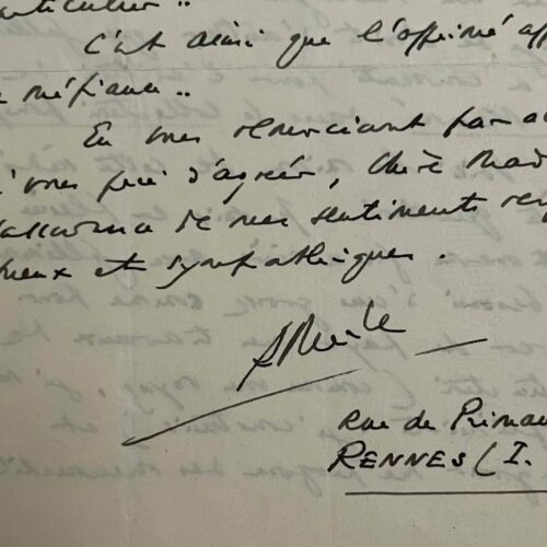 Robert Merle wendet sich an Simone de Beauvoir und Sartre bezüglich des von Gallimard gewährten Urheberrechts