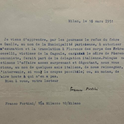 Franco Fortini fordert Sartre auf, „diejenigen zu beschämen, die keine Scham haben“, nachdem dieser die Überführung der Leichen der Brüder Rosselli verweigert hatte