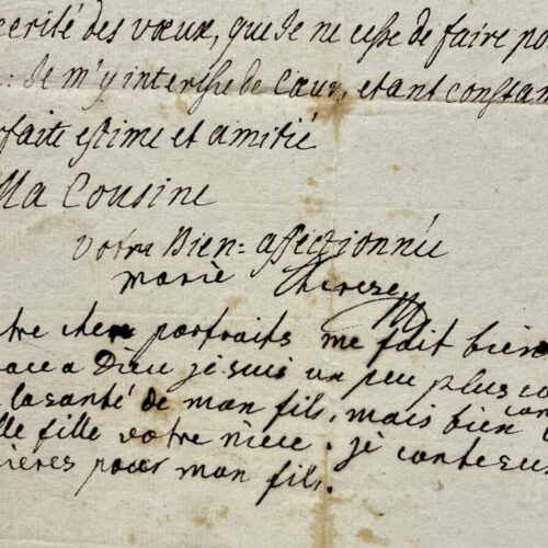 Lettre de l'Impératrice Marie-Thérèse d'Autriche avec 5 lignes autographes