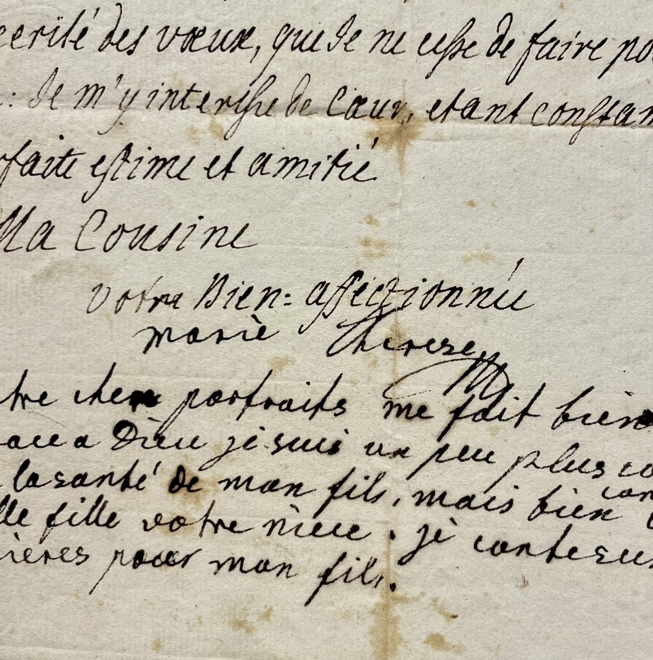 Lettre de l’Impératrice Marie-Thérèse d’Autriche avec 5 lignes autographes