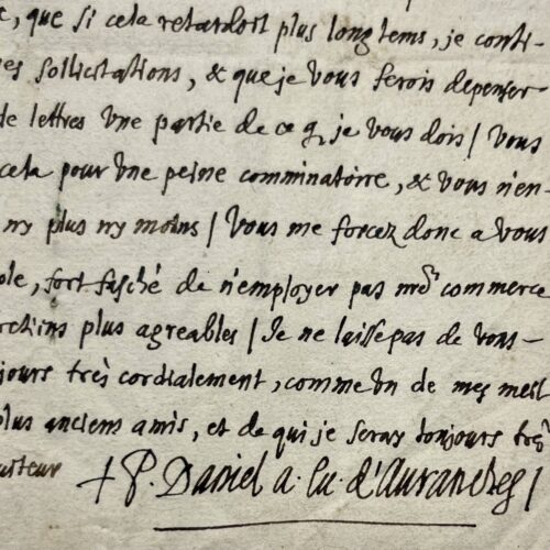 Pierre Daniel Huet, Akademiker und ehemaliger Bischof von Avranches, klärt die Dinge mit seinem Buchhändler auf