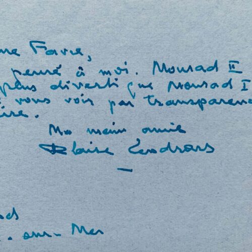 Blaise Cendrars unterhält sich mit der Lektüre von Mourad von Lucienne Favre