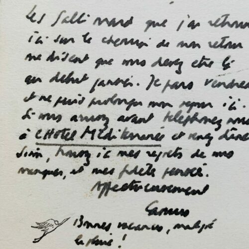 Albert Camus, der aus Algerien zurückkehrte, wohnte bei der Familie Gallimard in Cannes