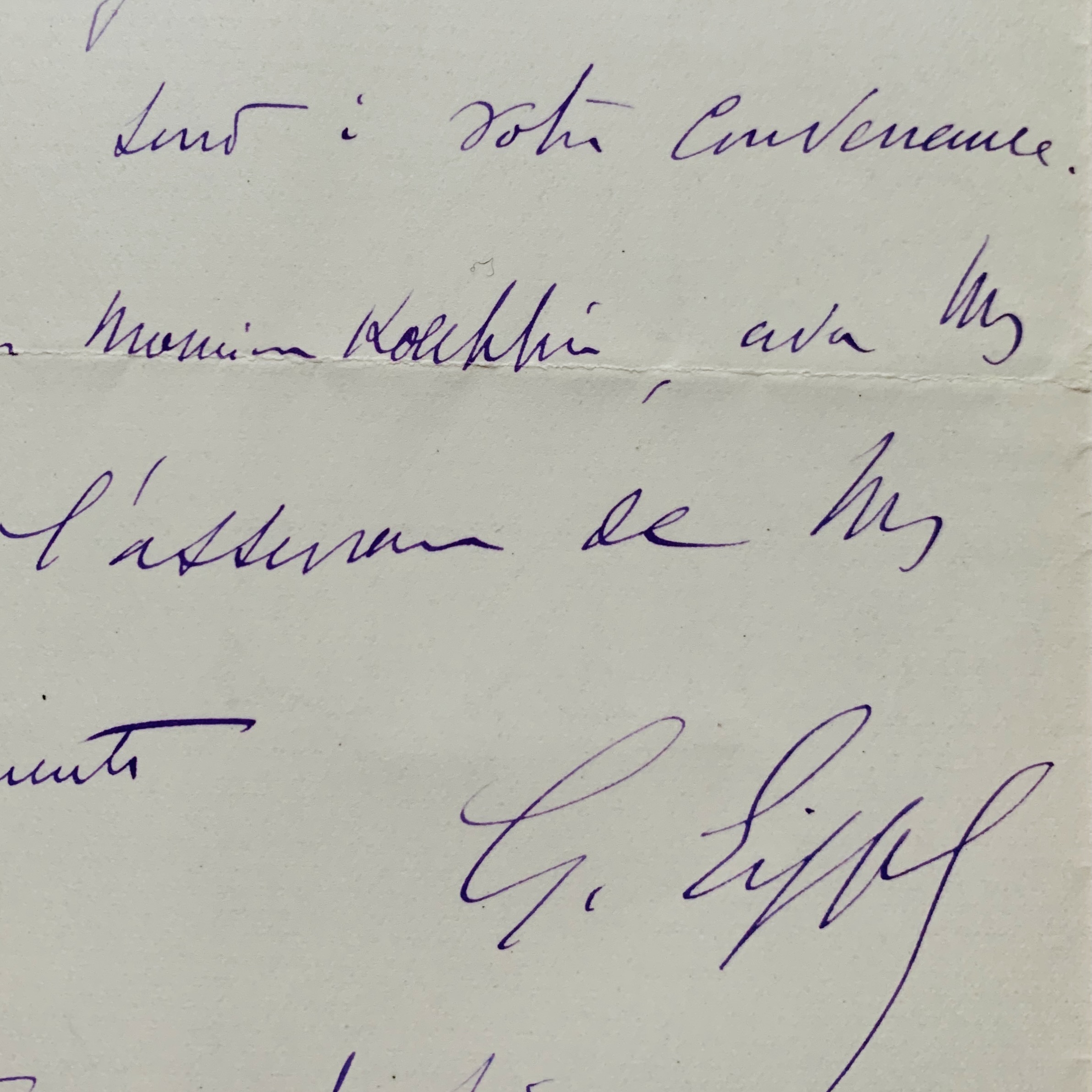 Importante lettre de Gustave Eiffel à son collaborateur Maurice Koechlin sur la solidité des ponts