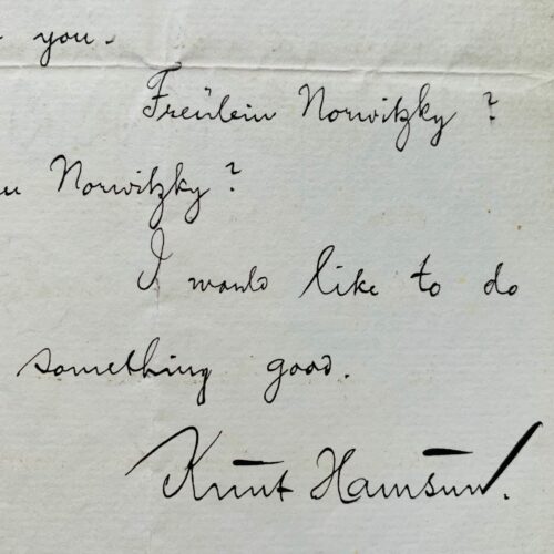 Ein seltener und charmanter Brief des norwegischen Literaturnobelpreisträgers Knut Hamsun