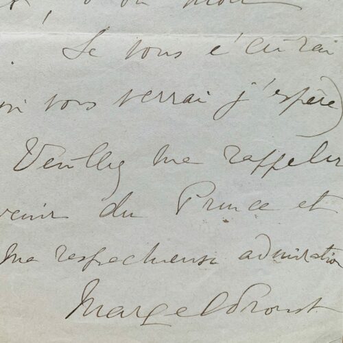 In einem unveröffentlichten Brief an Prinzessin Marthe Bibesco vertraut Marcel Proust an, dass er das Gefühl habe, im Sterben zu liegen