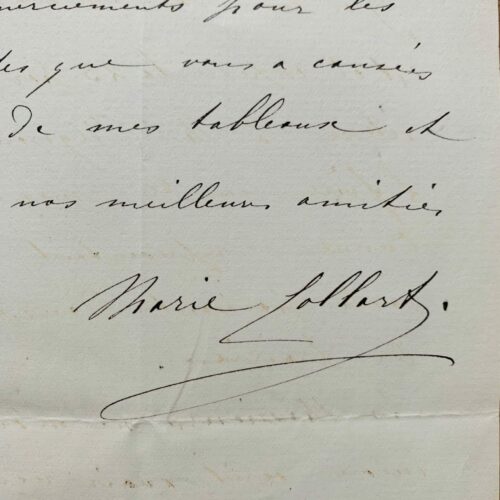 Lettre de la peintre belge Marie Collart au collectionneur et marchand Ernest Gambart