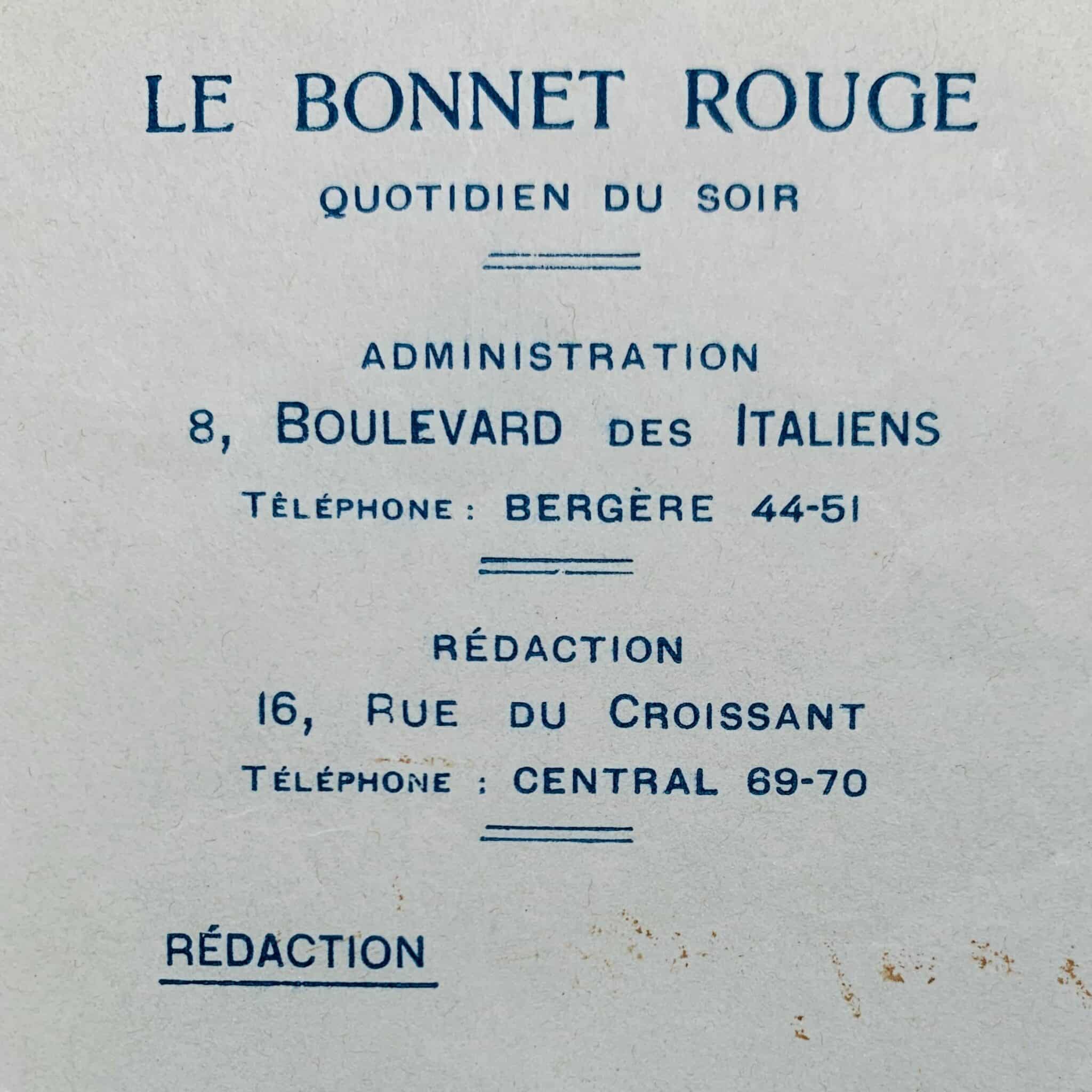 L'anarchiste Miguel Almereyda s'adresse à Daniel-Lesueur pour les malheureux du Bonnet rouge
