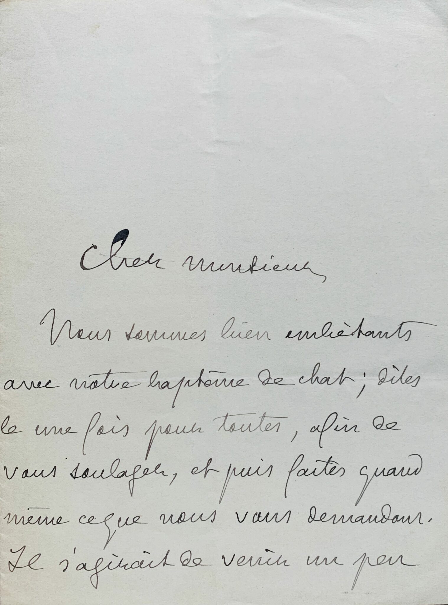 Lettre de Pierre Loti sur le baptême de son chat 2 - 1