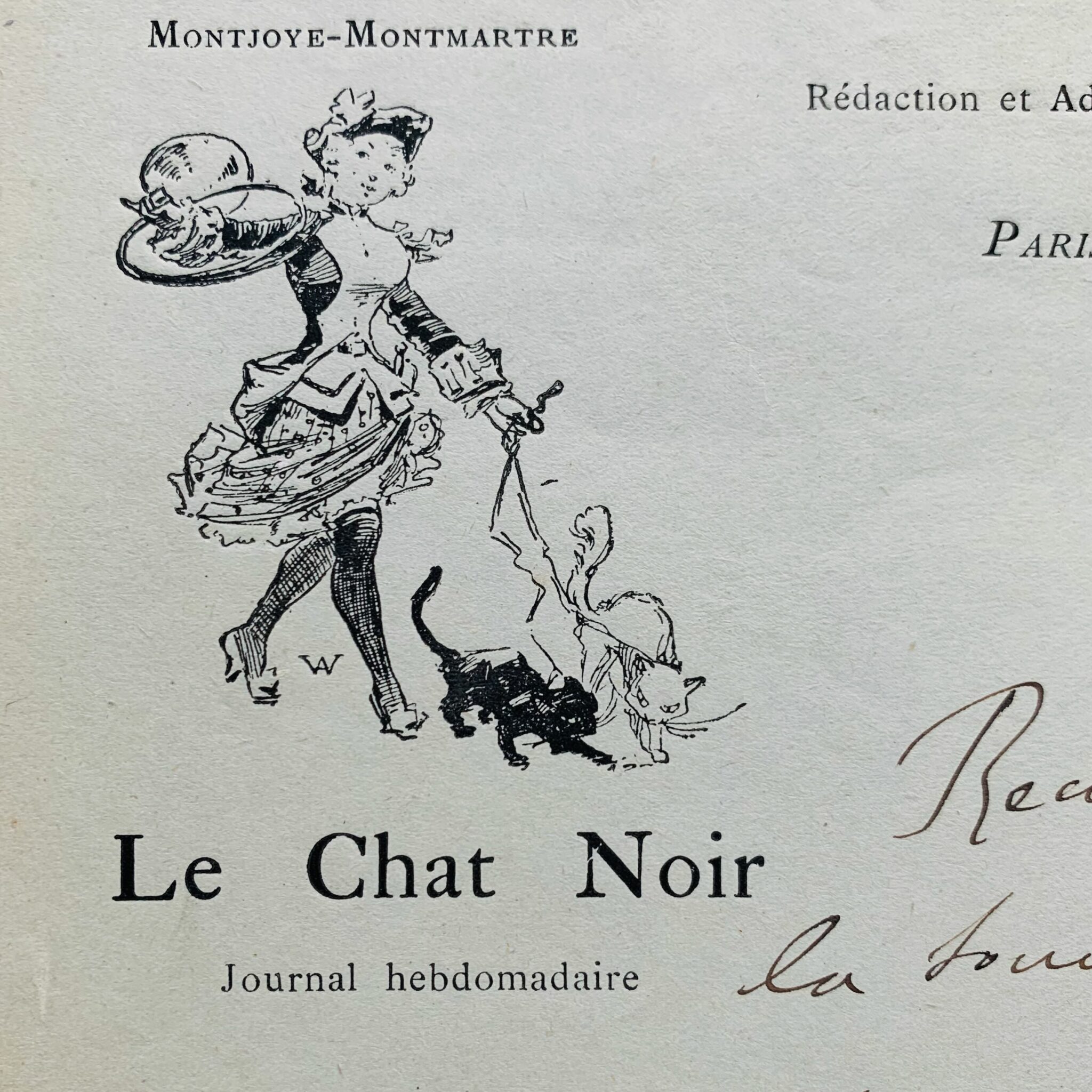 Un reçu délivré par Rodolphe Salis à en-tête du Chat Noir