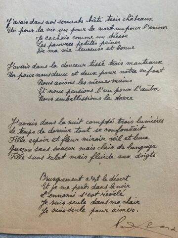 Poème manuscrit autographe de Paul Éluard