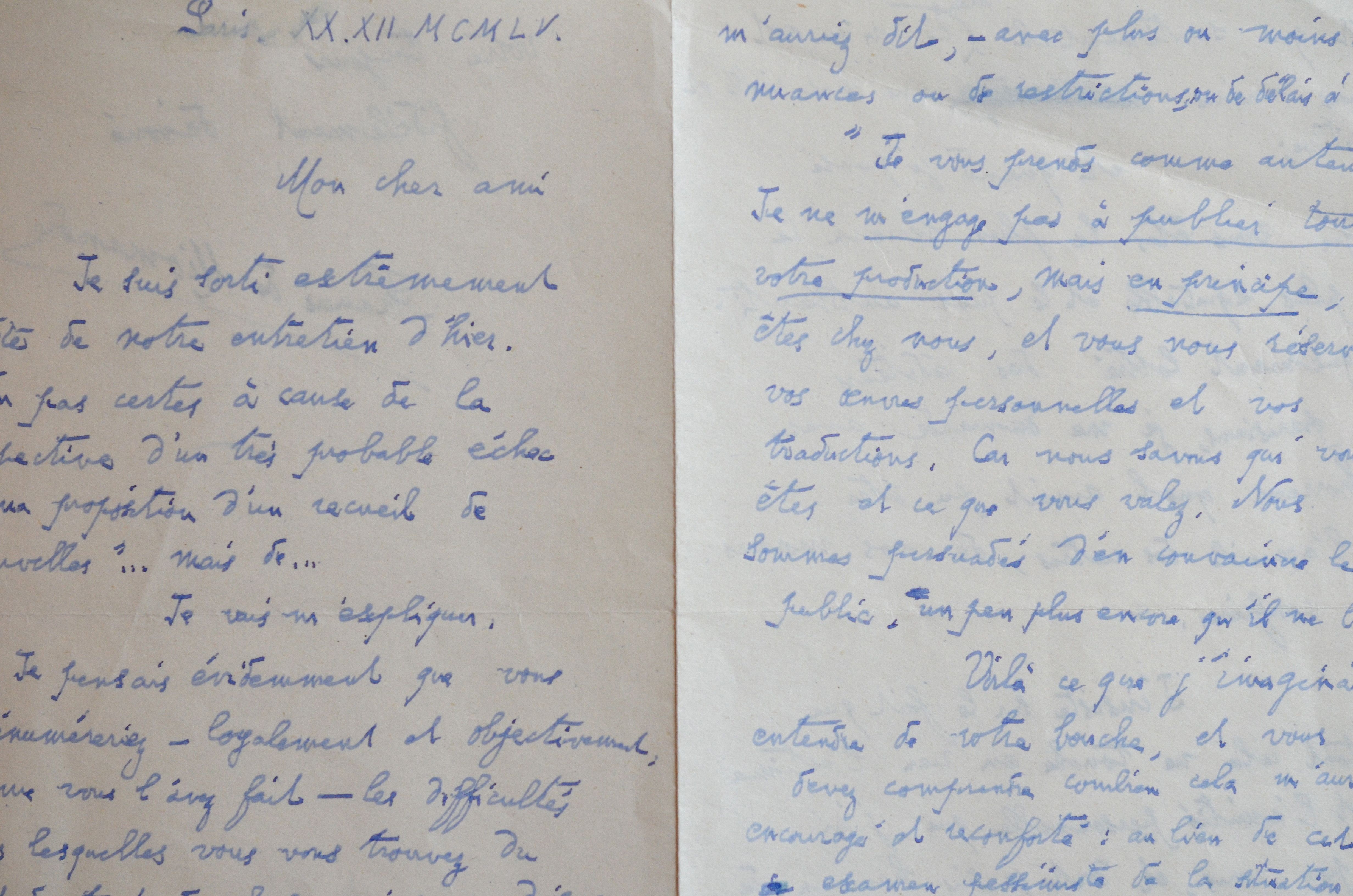 Francis de Miomandre effondré après le refus de Grasset de le publier.