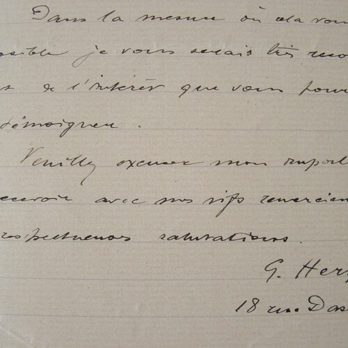 G. Herzig. Letter of recommendation for a typographer.
