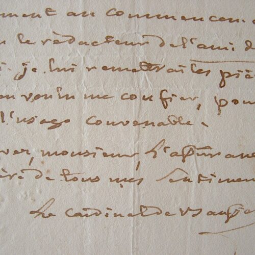 Cardinal de Bausset. Letter from 1819.