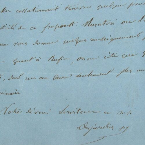 Father Desjardins is looking for evidence of the authenticity of a fragment.