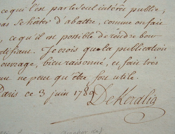 Le tacticien militaire Kéralio favorable à une publication.