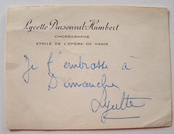 Quelques baisers d’une danseuse étoile, Lycette Darsonval. Traces