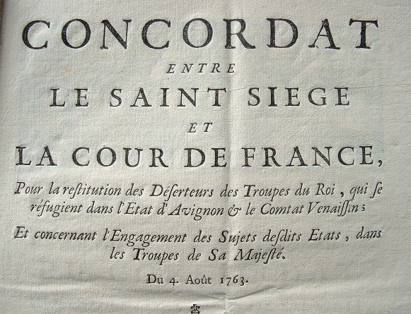 Concordat entre le Saint-siège et la Cour de France.