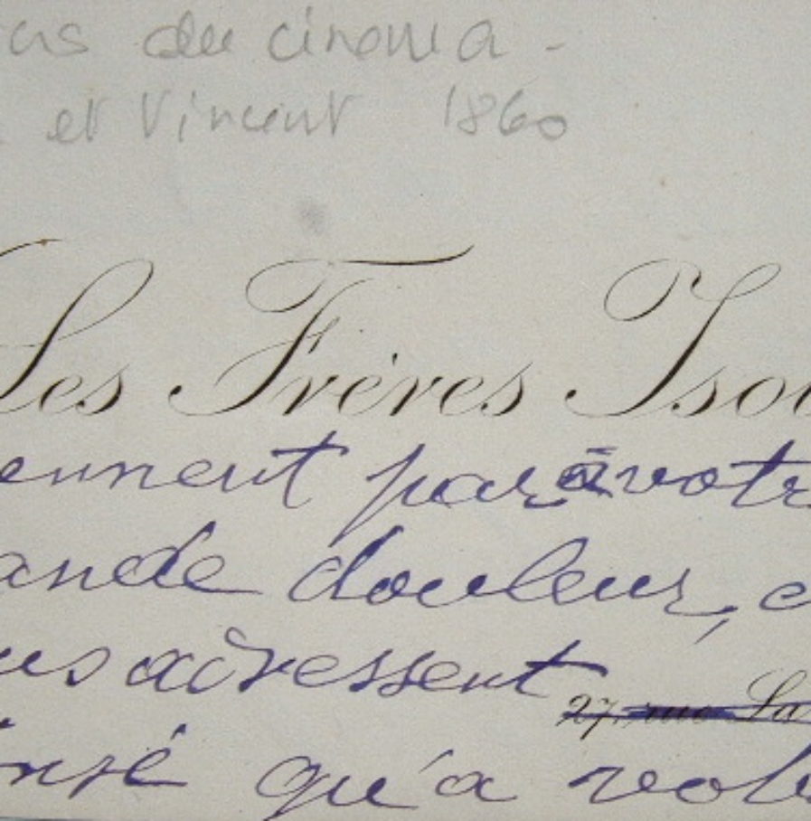 Les condoléances des frères Isola, prestidigitateurs et pionniers du cinéma.