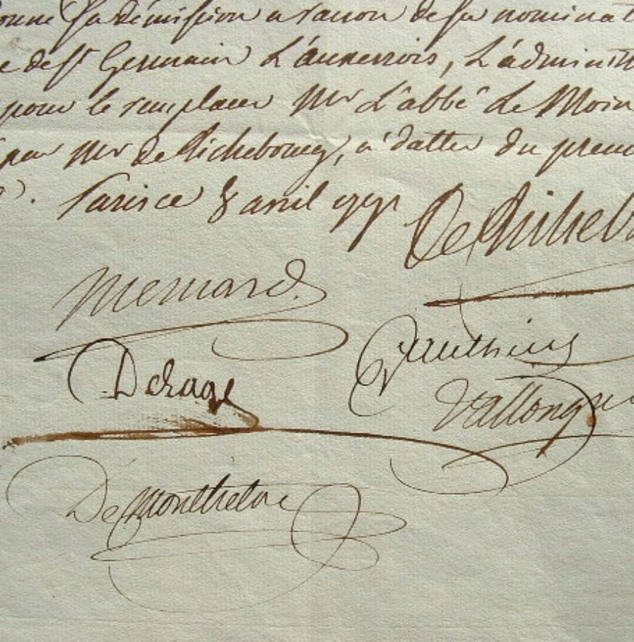 Pièce signée par d’Arboulin de Richebourg et les administrateurs des postes.