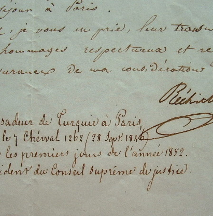 Le Grand Vizir Mustafa Réchid Pacha renconnaissant envers la reine.