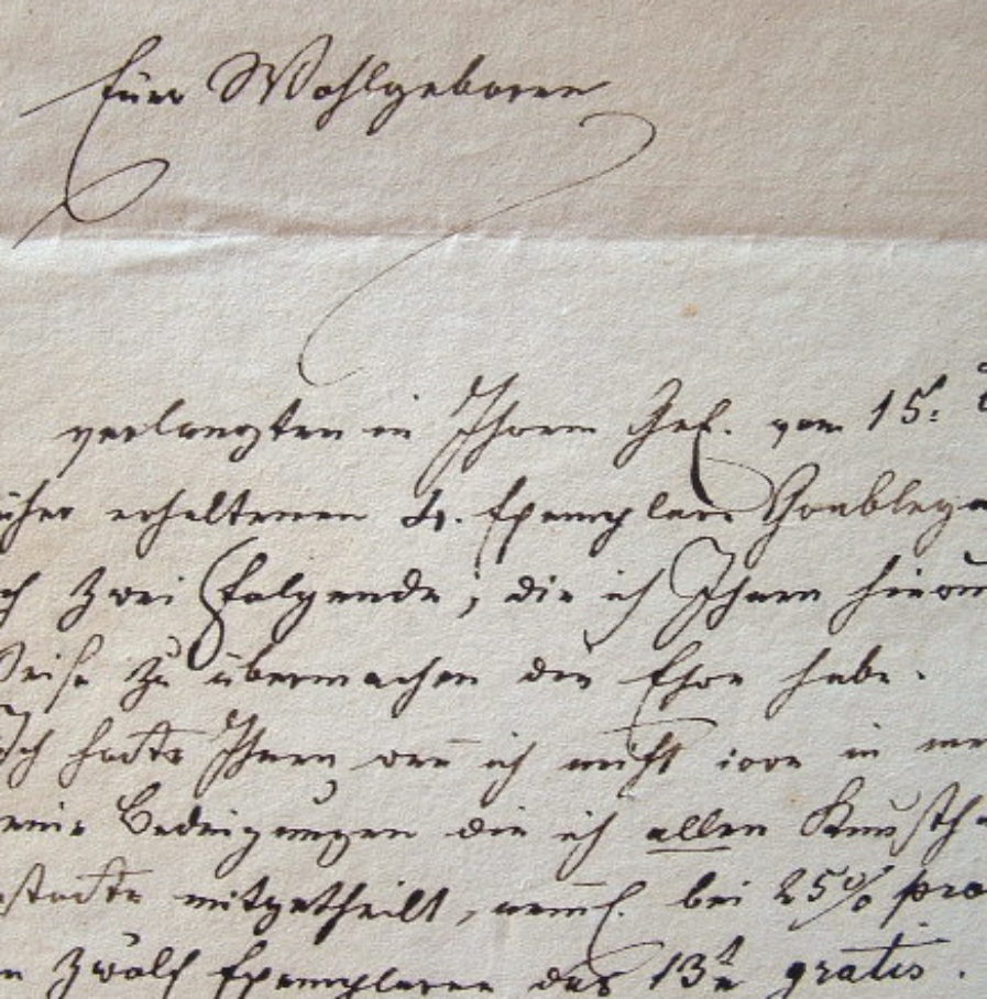 Lettre du graveur suisse Samuel Amsler.