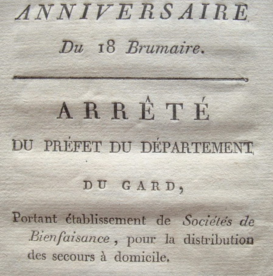 Création de sociétés de bienfaisance dans le Gard.
