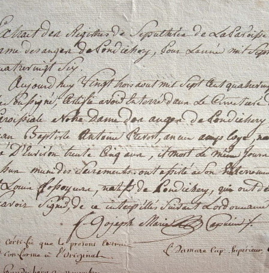 Approbation de l’administrateur de la Compagnie des Indes, Moracin.