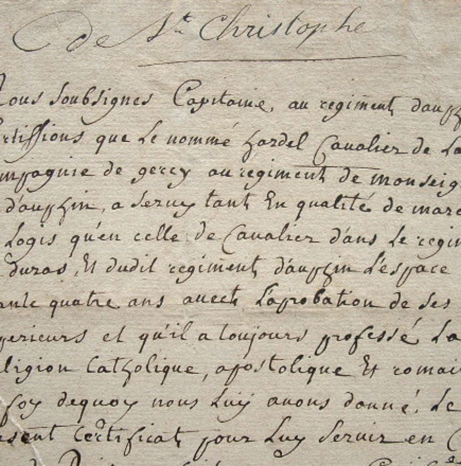 Un cavalier du régiment du Dauphin admis à la retraite.