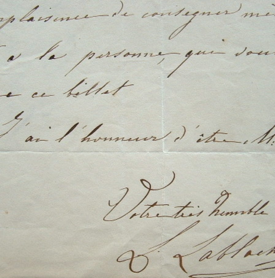 Une invitation de Luigi Lablache pour le Théâtre Italien.