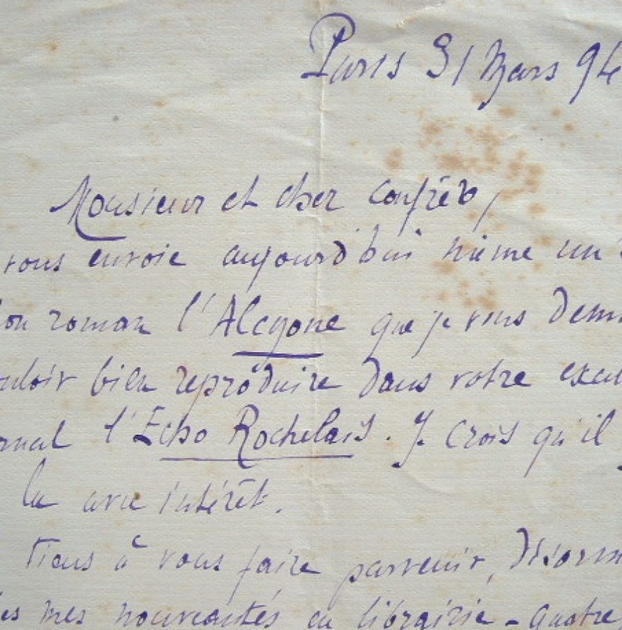 Pierre Maël annonce la parution de l’Alcyone.