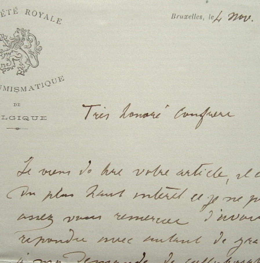 Le numismate Alphonse de Witte publie un article de Dannenberg.