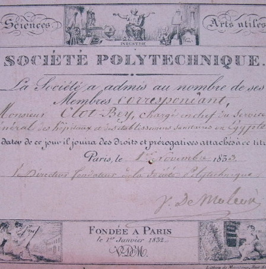 Carte de la Société Polytechnique de Clot-Bey.
