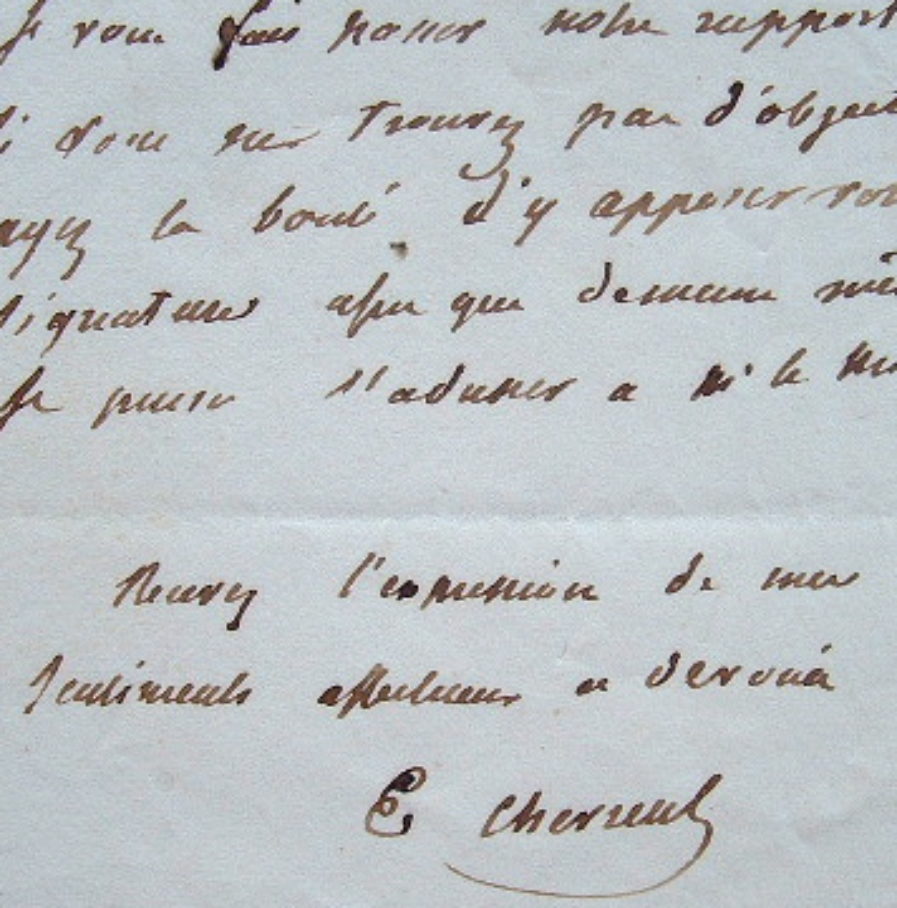 Les chimistes Chevreul et Péligot rédigent un rapport au ministre.